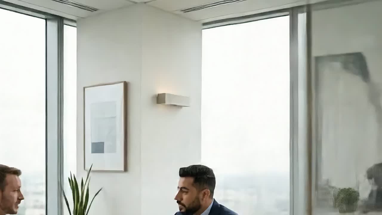 Nathan Reis em reunião de consultoria, apresentando dados no notebook para um cliente